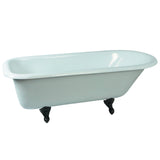 Aqua Eden 66-Inch Cast Iron Oval Rectangular Roll Top Clawfoot Tub (No Faucet Drillings)