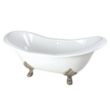 Aqua Eden 72-Inch Cast Iron Oval Double Slipper Clawfoot Tub (No Faucet Drillings)