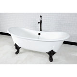 Aqua Eden 72-Inch Cast Iron Oval Double Slipper Clawfoot Tub (No Faucet Drillings)
