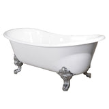 Aqua Eden 72-Inch Cast Iron Oval Double Slipper Clawfoot Tub (No Faucet Drillings)