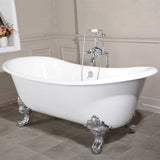 Aqua Eden 72-Inch Cast Iron Oval Double Slipper Clawfoot Tub (No Faucet Drillings)