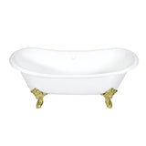 Aqua Eden 72-Inch Cast Iron Oval Double Slipper Clawfoot Tub (No Faucet Drillings)