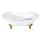 Aqua Eden 72-Inch Cast Iron Oval Double Slipper Clawfoot Tub (No Faucet Drillings)