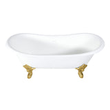 Aqua Eden 72-Inch Cast Iron Oval Double Slipper Clawfoot Tub (No Faucet Drillings)