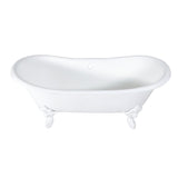 Aqua Eden 72-Inch Cast Iron Oval Double Slipper Clawfoot Tub (No Faucet Drillings)