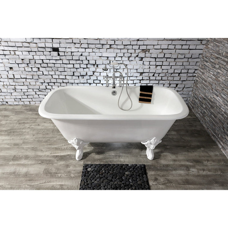 Aqua Eden 67-Inch Cast Iron Rectangular Double Ended Clawfoot Tub (7-Inch Faucet Drillings)