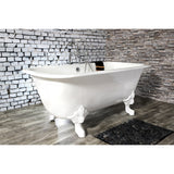 Aqua Eden 67-Inch Cast Iron Rectangular Double Ended Clawfoot Tub (7-Inch Faucet Drillings)