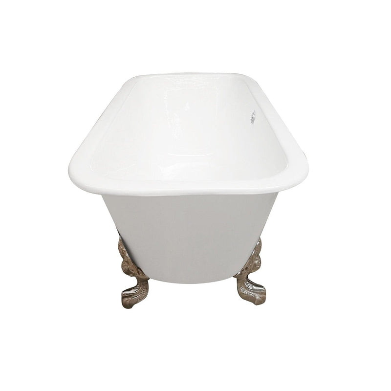Aqua Eden 67-Inch Cast Iron Rectangular Double Ended Clawfoot Tub (No Faucet Drillings)