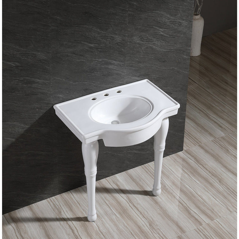 Templeton 31-Inch Ceramic Console Sink and Legs (8-Inch, 3-Hole)