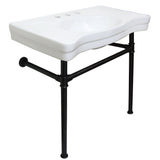 Imperial 36-Inch Ceramic Console Sink with Stainless Steel Legs (8-Inch, 3-Hole)