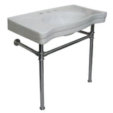 Imperial 36-Inch Ceramic Console Sink with Stainless Steel Legs (8-Inch, 3-Hole)