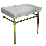 Imperial 36-Inch Ceramic Console Sink with Stainless Steel Legs (8-Inch, 3-Hole)