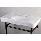 Imperial 36-Inch Ceramic Console Sink with Stainless Steel Legs (8-Inch, 3-Hole)