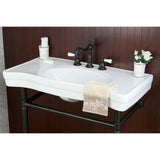 Imperial 36-Inch Ceramic Console Sink with Stainless Steel Legs (8-Inch, 3-Hole)