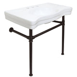 Imperial 36-Inch Ceramic Console Sink with Stainless Steel Legs (8-Inch, 3-Hole)