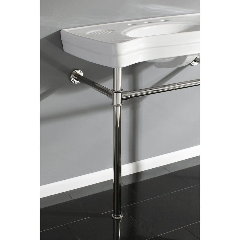 Imperial 36-Inch Ceramic Console Sink with Stainless Steel Legs (8-Inch, 3-Hole)