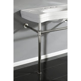 Imperial 36-Inch Ceramic Console Sink with Stainless Steel Legs (8-Inch, 3-Hole)