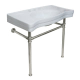 Imperial 36-Inch Ceramic Console Sink with Stainless Steel Legs (8-Inch, 3-Hole)