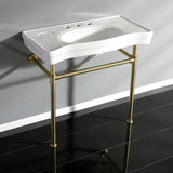 Imperial 36-Inch Ceramic Console Sink with Stainless Steel Legs (8-Inch, 3-Hole)