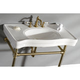 Imperial 36-Inch Ceramic Console Sink with Stainless Steel Legs (8-Inch, 3-Hole)