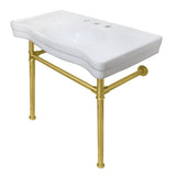Imperial 36-Inch Ceramic Console Sink with Stainless Steel Legs (8-Inch, 3-Hole)