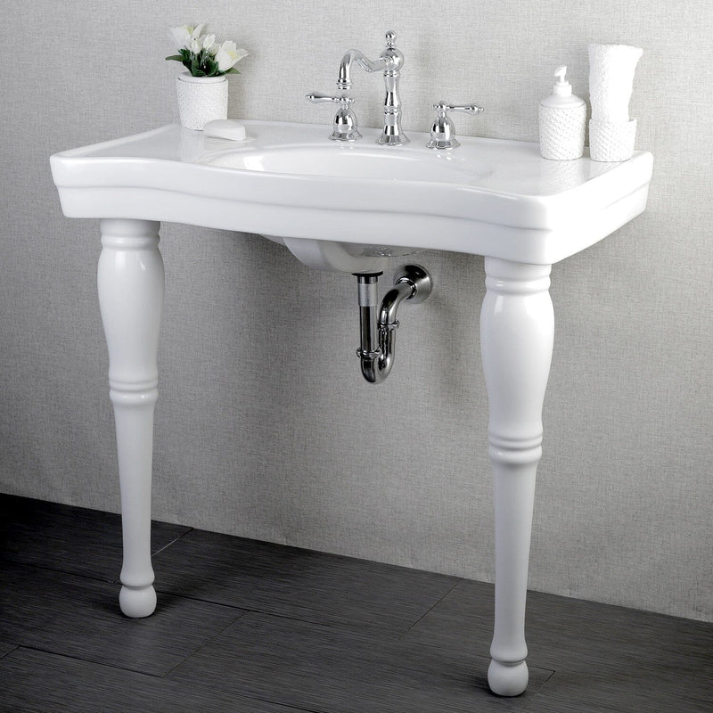 Imperial 36-Inch Ceramic Console Sink and Legs (8-Inch, 3-Hole)