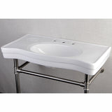 Imperial 36-Inch Ceramic Console Sink with Stainless Steel Legs (8-Inch, 3-Hole)