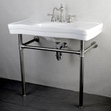Imperial 36-Inch Ceramic Console Sink with Stainless Steel Legs (8-Inch, 3-Hole)