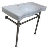 Imperial 36-Inch Ceramic Console Sink with Stainless Steel Legs (8-Inch, 3-Hole)