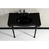 Imperial 36-Inch Ceramic Console Sink with Stainless Steel Legs (8-Inch, 3-Hole)
