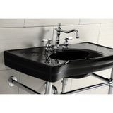 Imperial 36-Inch Ceramic Console Sink with Stainless Steel Legs (8-Inch, 3-Hole)