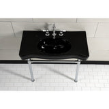 Imperial 36-Inch Ceramic Console Sink with Stainless Steel Legs (8-Inch, 3-Hole)
