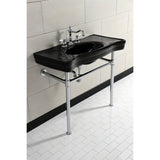Imperial 36-Inch Ceramic Console Sink with Stainless Steel Legs (8-Inch, 3-Hole)