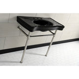 Imperial 36-Inch Ceramic Console Sink with Stainless Steel Legs (8-Inch, 3-Hole)