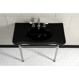 Imperial 36-Inch Ceramic Console Sink with Stainless Steel Legs (8-Inch, 3-Hole)