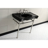 Imperial 36-Inch Ceramic Console Sink with Stainless Steel Legs (8-Inch, 3-Hole)