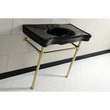 Imperial 36-Inch Ceramic Console Sink with Stainless Steel Legs (8-Inch, 3-Hole)