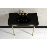 Imperial 36-Inch Ceramic Console Sink with Stainless Steel Legs (8-Inch, 3-Hole)