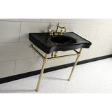 Imperial 36-Inch Ceramic Console Sink with Stainless Steel Legs (8-Inch, 3-Hole)
