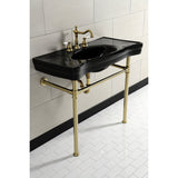 Imperial 36-Inch Ceramic Console Sink with Stainless Steel Legs (8-Inch, 3-Hole)