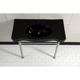 Imperial 36-Inch Ceramic Console Sink with Stainless Steel Legs (8-Inch, 3-Hole)
