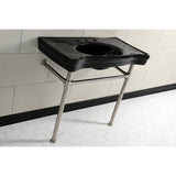 Imperial 36-Inch Ceramic Console Sink with Stainless Steel Legs (8-Inch, 3-Hole)