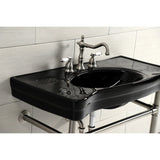 Imperial 36-Inch Ceramic Console Sink with Stainless Steel Legs (8-Inch, 3-Hole)