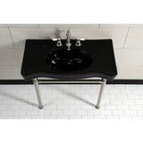Imperial 36-Inch Ceramic Console Sink with Stainless Steel Legs (8-Inch, 3-Hole)