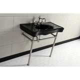 Imperial 36-Inch Ceramic Console Sink with Stainless Steel Legs (8-Inch, 3-Hole)