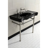 Imperial 36-Inch Ceramic Console Sink with Stainless Steel Legs (8-Inch, 3-Hole)