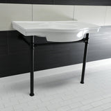 Templeton 37-Inch Ceramic Console Sink with Stainless Steel Legs (8-Inch, 3-Hole)