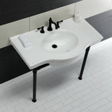 Templeton 37-Inch Ceramic Console Sink with Stainless Steel Legs (8-Inch, 3-Hole)