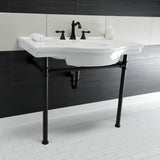 Templeton 37-Inch Ceramic Console Sink with Stainless Steel Legs (8-Inch, 3-Hole)