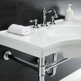 Templeton 37-Inch Ceramic Console Sink with Stainless Steel Legs (8-Inch, 3-Hole)